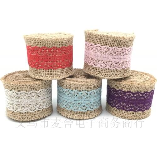 20m/lots factory direct sales 5cm wide Christmas craft linen roll Hemp rope lace linen roll Color craft lace linen roll