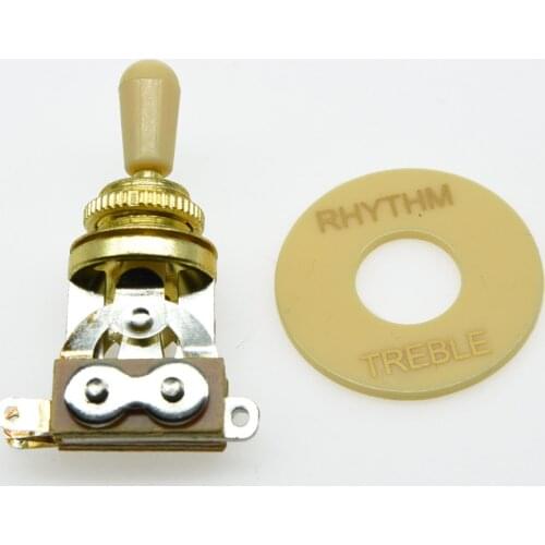 Dopro Guitar 3 Way Toggle Switch Gold/Chrome w/ Cream/Black Tip and Plate for LP SG