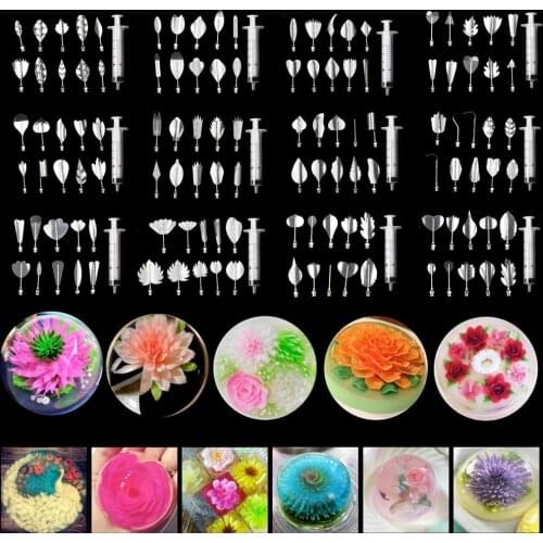 3D Gelatin Jelly Art Baking Cake Tools Pudding Flower Mold Decorating Needle Stainless Steel Nozzle Syringe Kitchen Accessories