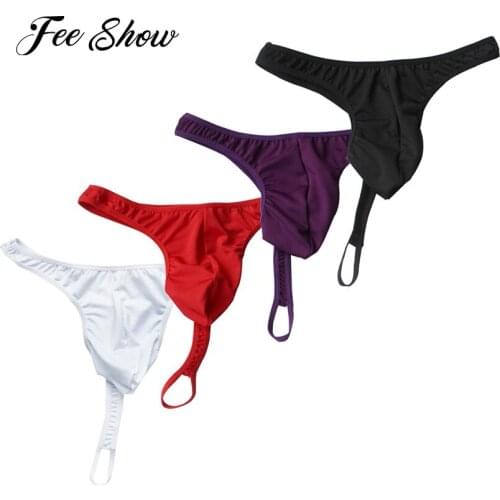 4 Colors Men Sissy Thong Panties Lingerie Thongs G-strings Spandex Underwear Sexy Panties Underpants Solid Color One Size Briefs