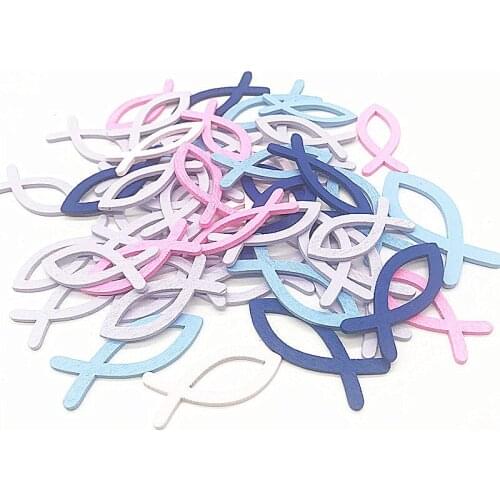 50 PCS Colorful creative wooden fish shaped craft Ocean series wooden Diy home decor wooden slice