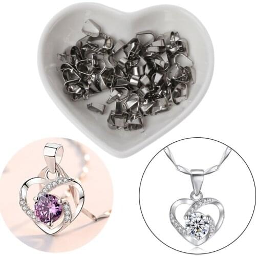 97QE 60Pcs Pinch Clip Bail Clasp Dangle Charm Bead Pendant Connectors Jewelry Making