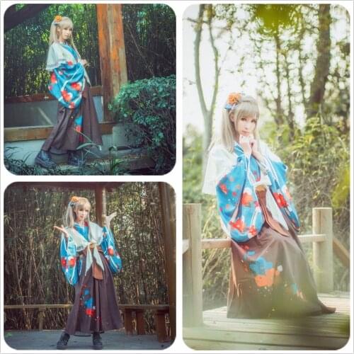 Anime Love Live! Minami Kotori Cosplay Costume Taisho Kimono Shirt Unawakened Adult Women Dress Satin White Shawl Halloween