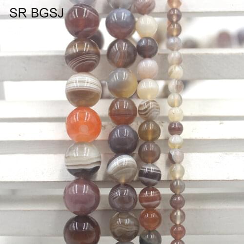 Free Shipping 4mm 6mm 8mm 10mm Round Beads Botswana Agat Onyx Jewelry Making Loose Beads Strand 15"