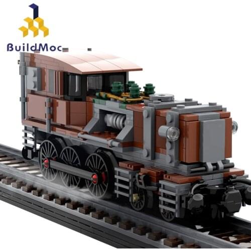 Buildmoc Ideas Retro City Train Steampunk Crocodile Locomotive Compatible 10277 Technical Speed Railway Building Blocks Toy Gift