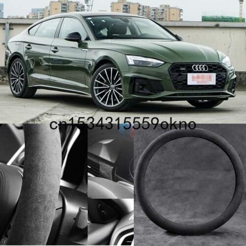 For Audi A5 Circular D Type Black Alcantara Suede Car Steering Wheel Cover Car Accessories