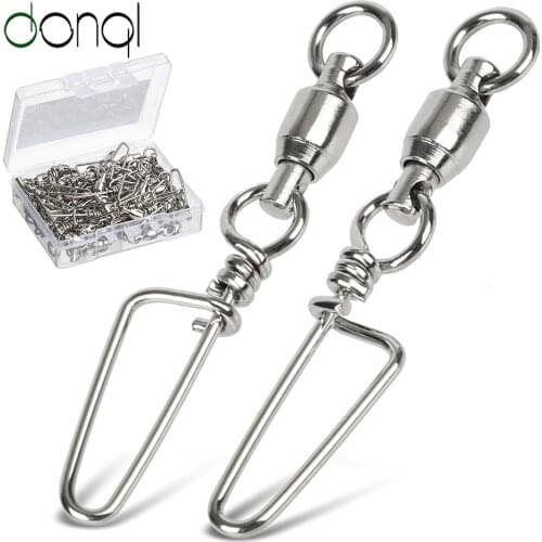 DONQL 10/20/50pcs Fishing Swivels Snap Connector 0#-6# Ball Rolling Swivel Bearing For Fishhook Lure Carp Fishing Tool