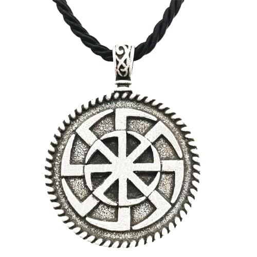 Double Slavic Kolovrat Symbols Pendant Necklace Rope Chain Collier Femme Talisman Amulet