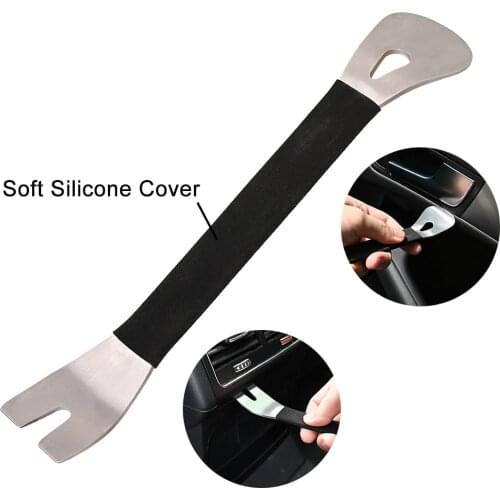 FOSHIO Metal Car Pry Hand Tool Vehicle Door Panel Open Removal Double-Ended Spudger DIY Disassembly Puller for Automotive Repair