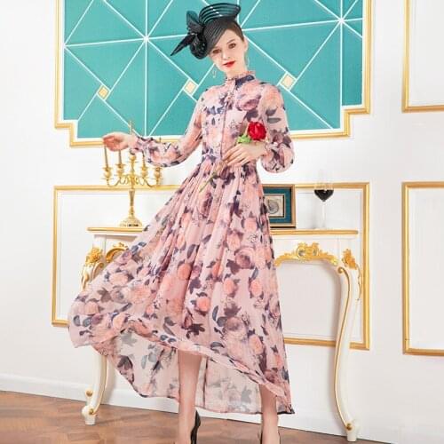 Tiffany Runchi French dress and ankle vintage floral dress long dress temperament print dress dz2473