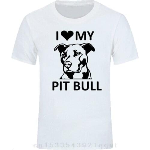 I (heart) My Pitbull T-shirt (I Love My Pitbull Tee,pit Bull Mens Shirts Short Sleeve Print T Shirt Men Top Tee EU Size