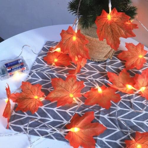 1.5M 10LED Artificial Fall Maple Leaves String Lights for Home Garland Halloween Christmas Decoration Event Party Festive Supply