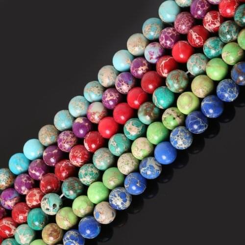 Hot Sale Natural Stone Assorted Colors Sea Sediment Loose Beads 15" Pick color 8mm, approx 47pcs/strand for DIY Making
