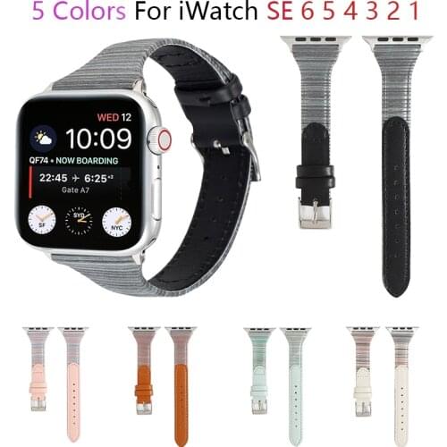 Slimming leather watchband for apple watch band SE 6 5 4 40/44mm Splicing belt bracelet bands for iWatch Strap series 3 38/42mm