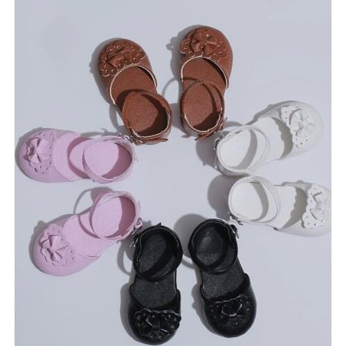 BJD doll shoes are suitable for 1/3 size stylish versatile round head with bow fastening shoes princess fan shoes white pink