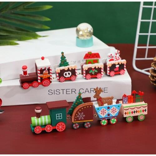 Little Train Wooden Christmas Decorations for Home Christmas 2020 Ornaments Garland New Year 2021 Noel Natal Gift Xmas Decor