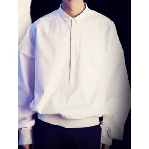 Mens Long Sleeve Shirt 2020 Fall Star Silhouette Personality Casual Threaded Bottom Loose Youth Shirt