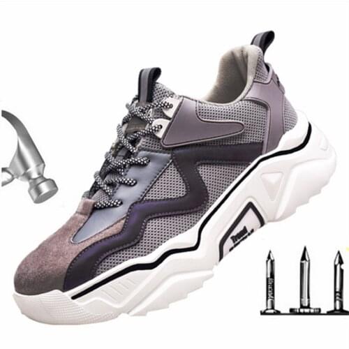 Men Steel Toe Work Safety Shoes Men Boots Breathable Outdoor Sneaker Anti-smashing Piercing Work Indestructible Shoes