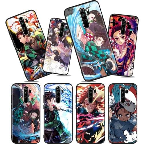 Anime Demon Slayer Kimetsu no Yaiba For Xiaomi Redmi Note10 10S 9T 9S 9 8T 8 7 6 5A 5 4 4X Prime Pro Max Black Soft Phone Case