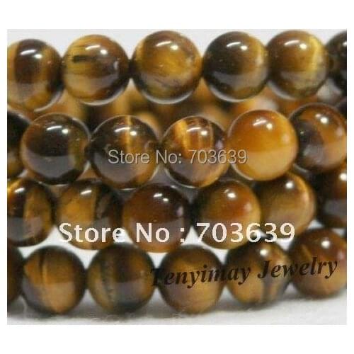 Guaranteed 16" Length 14mm Natural Tigers Eye Stone Loose Beads For Jewelry DIY