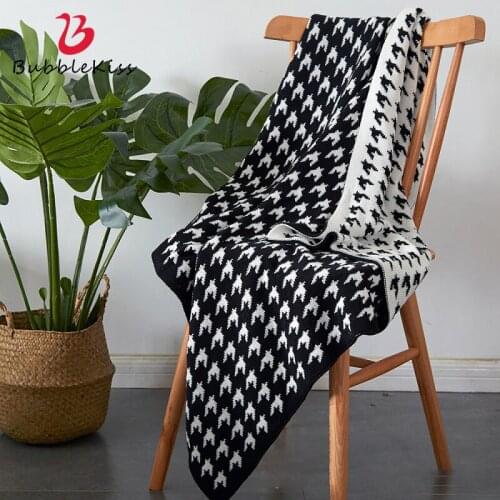 Bubble Kiss Throw Blanket Nordic Style Cotton Knitted Stylish Simplicity Lattice Blanket For Nap Sofa Travel Blanket Available