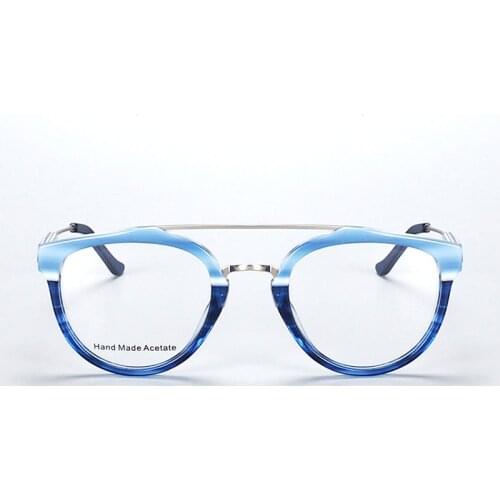 Retro Acetate Double Beam Transparent Glasses Women Men Myopia Glasses Frame Reading Glasses Frames Can Custom Prescription Lens