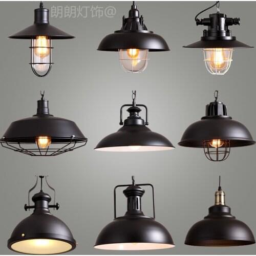 Industrial retro style Art LED Pendant light black white Edison light bulb pendant lamp Hanging Light luminaries lampshade