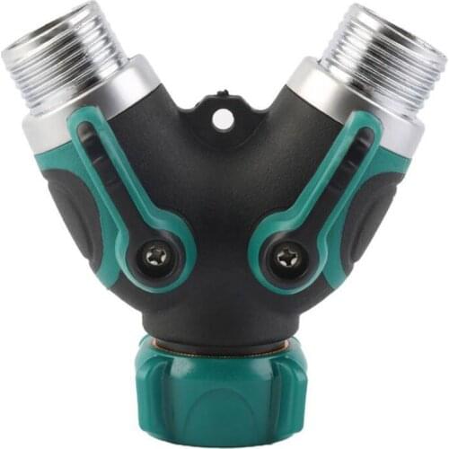 Garden Hose Splitter, 2 Way Hose Tap Connector, Outdoor Double Y Valve Water Tap Splitter, 2 x 3/4" Quick Connector