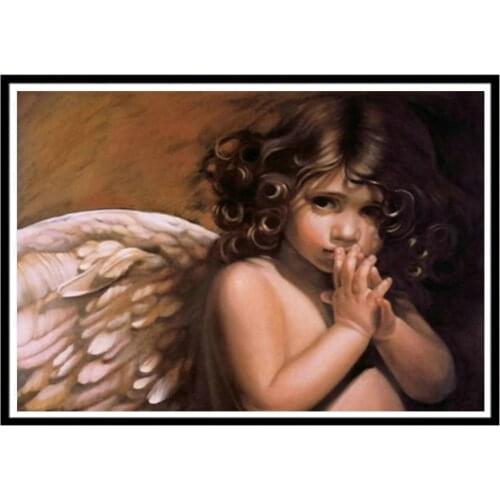 Religion Angel Girl DIY 11CT Cross Stitch Embroidery Kits Needlework Craft Set Printed Canvas Cotton Thread Dropshipping
