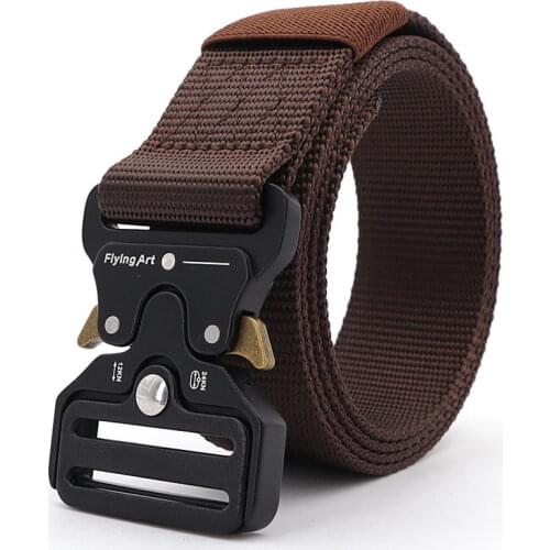 Concise Mens Tactical Belt Military Nylon Outdoor Non-Slip Training Waist Strap Leisure Metel Buckle Unisex Jeans Accessories