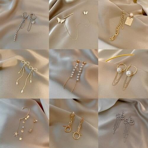 Irregular Tassels Butterfly Drop Earrings Round Dangler Golden Rhinestone Bow-Knot Inlaid Earrings Women Girl Gifts For Friends