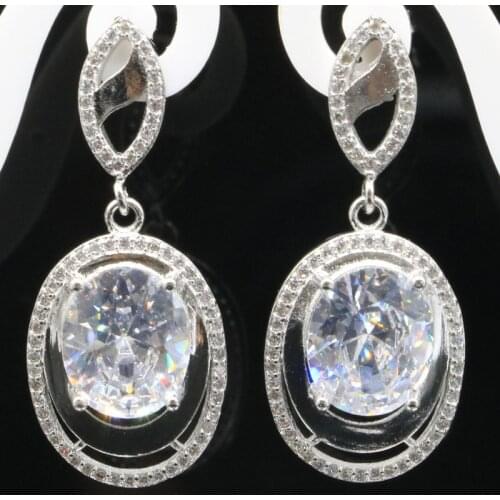 36x13mm Multi Color Created Peridot Tanzanite Rhodolite Garnet White Bright Cubic Zircon For Ladies Silver Earrings