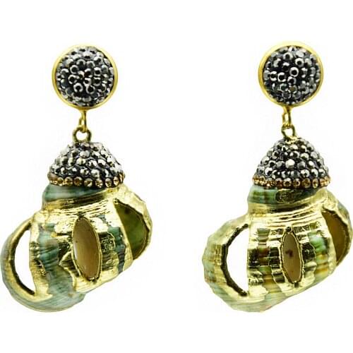 YM SHIPIN natural shell earrings for women new vintage conch drop earrings trendy summer Irregular fashion jewelry making