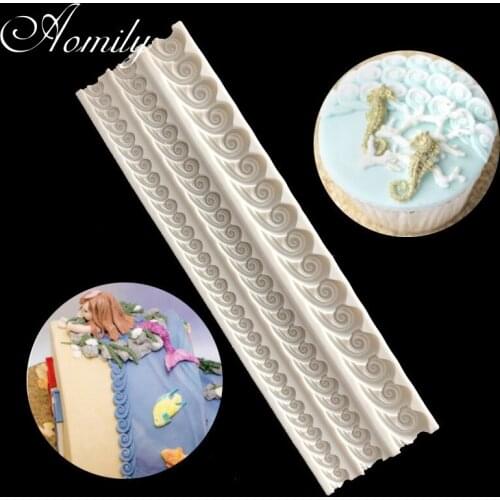 Aomily Sea Wave Spray Wedding Fondant Cake Silicone Summer Beach Wave Mold Mousse Sugar Craft Icing Mat Pad Pastry Baking Tool