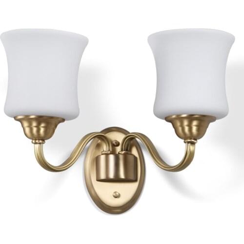 American Style Modern LED Wall Lamp Bedroom Copper Wall Scone Lighting Fixture Creative 2 Heads Lumnaire Stairway Arandela