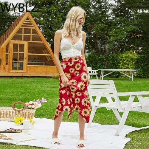 WYBLZ Print Boho Skirt Women Sexy High Waist Tight Hip Skirt 2021 New Summer Beach Female Elegant Party Skirts Saia Midi Faldas