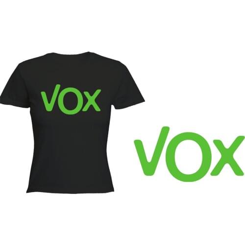 MERCHANDMANIA womens black T-shirt LOGO party VOX Spain girl fashion polyester tecnica short sleeve offer