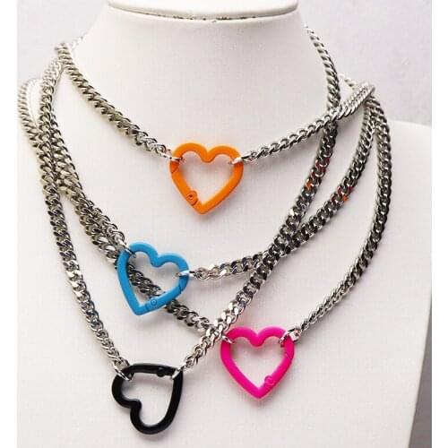 10 Strand Punk jewelry necklace mixed color heart pendant jewelry accessories for women necklace for women New design 51229