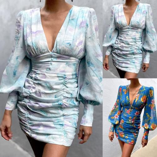 40# Womens Vintage Backless Dresses Summer Hip Slim Sexy Tie-dye Dresses Round Neck Long Sleeve Open Back Dress Платья Женские
