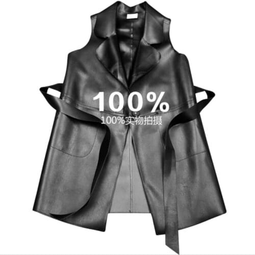 Spring New Fashion Girl Baby Vest Childrens PU Leather Waistcoat Sleeveless Double-sided Leather Cardigan Coat