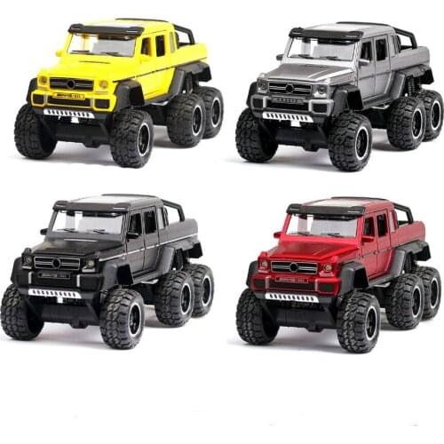 1:32 Scale Metal Alloy Classic Metal G63 6X6 PickUp SUV Off Road Car Pull Back Model Diecast Vehicles Toys F Children