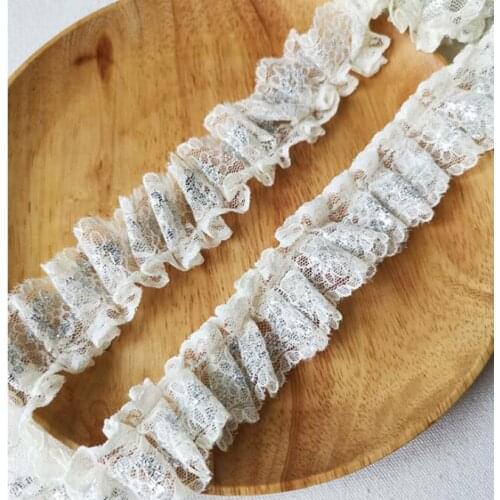 1M New Guipure Silver Laces Beige Lace Trim 3.5cm Lace Fabric Flower Ribbon Trimmings For Dresses Sewing applique dentelle P03