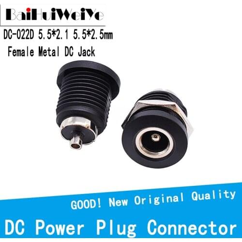 10PCS 5.5*2.1 5.5*2.5MM DC Power Plug Connector DC022D Female Metal Panel Mount Socket Jack DC DC-022 Adapter DC022