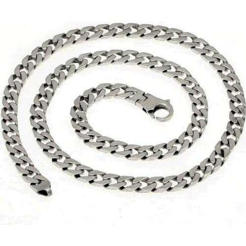 100% Solid S925 Sterling Silver Miami Cuban Chains Necklace For Mens Womens Fine Jewelry Lock 7mm 50/55/60CM Tank Clasp Chain