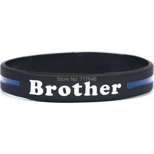 100pcs Brother Thin Blue Line wristband silicone bracelets free shipping by ePacket A