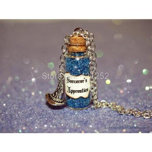 12pcs Sorcerers Apprentice Magical Necklace with Sorcerers Hat Charm, Once Upon a Time Rumpelstiltskin Inspired