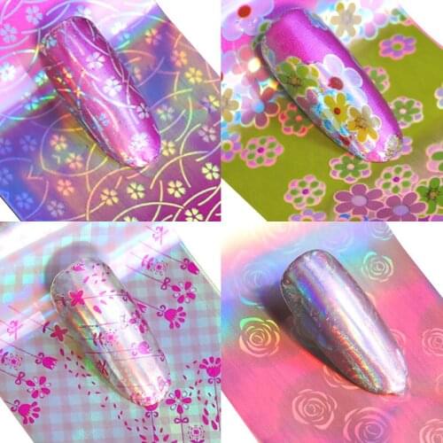 16 pieces of fantasy, nail, foil, suit, flower design, transfer, nail polish, sticker, nail art, decorative slider, applique