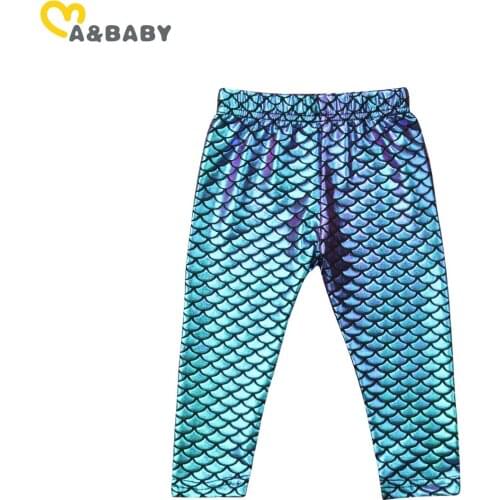 2pcs/Lot Ma&Baby 0-5Y Spring Summer Toddler Kid Girl Mermaid Pants Trousers Leggings Colorful Printing Child Costumes