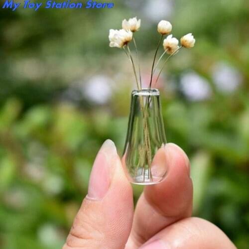 New 2Pcs 1:12 Dollhouse Miniatures Glass Vase Model Doll House Accessories Decor Toy