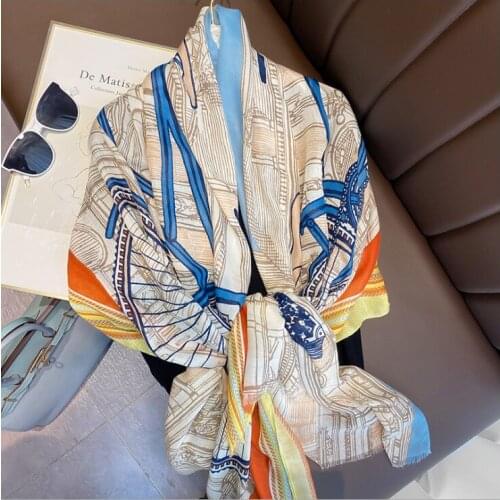 2021 Fashion Geometry Printed Pattern Cotton Voile Scarf 10pcs/lot